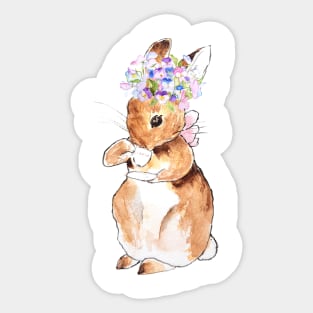 cute rabbit drinking tea Sticker